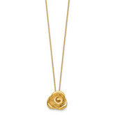 14K Gold Polished Puffed Rose Necklace with Elegant Hollow Design